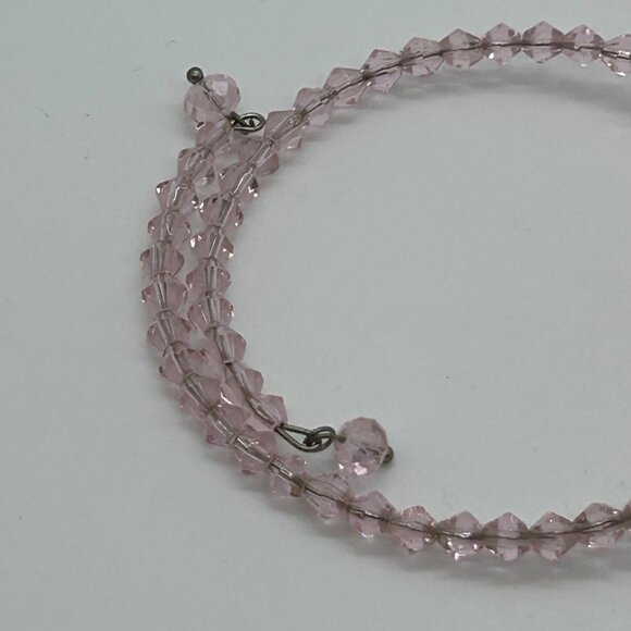 Adjustable Retro Pink Bracelet Glass Beads On Memory Wire Prom Quinceañera - Picture 13 of 16